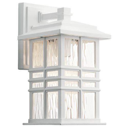 Main product image of Beacon Square 12" 1 Light Outdoor Wall Light w/ Clear Hammered Glass (White)