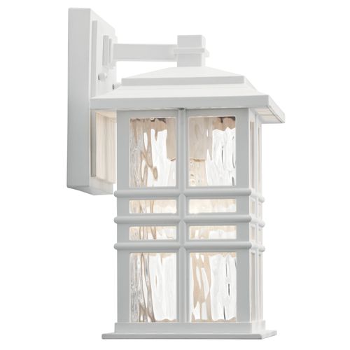Main product image of Beacon Square 12" 1 Light Outdoor Wall Light w/ Clear Hammered Glass (White)