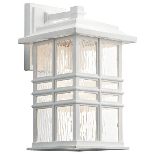 Main product image of Beacon Square 14.25" 1 Light Outdoor Wall Light w/ Clear Hammered Glass (White)