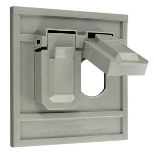 Main product image of 1-Gang Weather-Resistant Oversized Duplex Receptacle Wall Plate, Device Mount (Gray)