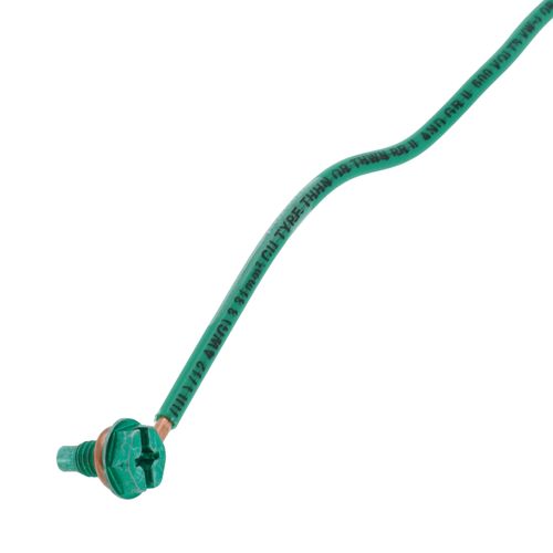 Main product image of 10" Pigtail with Slotted Hex Ground Screw (Green)