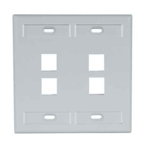 Main product image of Dual-Gang Quickport, Wallplate w/ ID Windows, 4-port (Gray)