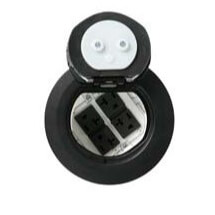 4" Evolution Poke-Thru Device, Pre-Wired Dual Service, 4 Outlets (Black)