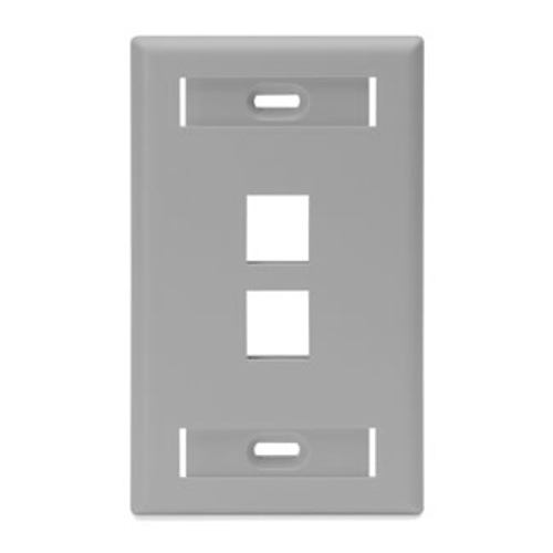 Main product image of Single-Gang Quickport, Wallplate w/ ID Windows, 2-port (Gray)