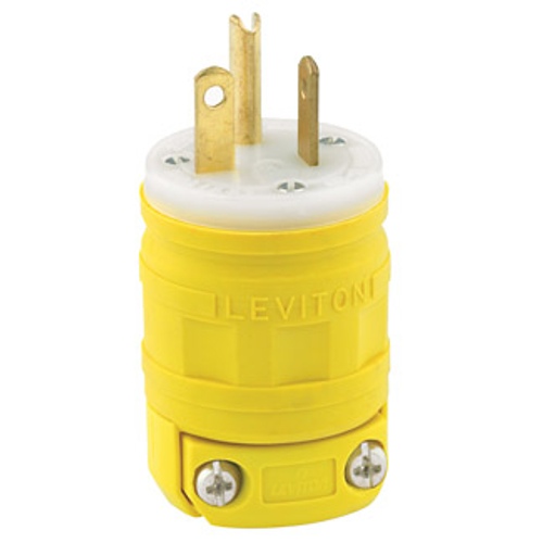 Main product image of 20A, 125V NEMA 5-20P, 2P, 3W, Straight Blade Plug, Grounding, Dustguard (Yellow)
