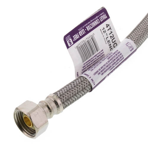 Main product image of 12" Click Seal Braided Hose Universal Toilet Connector (3/8", 7/16", 1/2" Comp) and (1/2 FIP) x 7/8" Ballcock