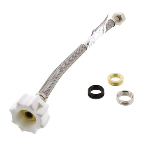 Main product image of 12" Click Seal Braided Hose Universal Toilet Connector (3/8", 7/16", 1/2" Comp) and (1/2 FIP) x 7/8" Ballcock