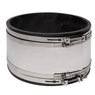 Main product image of 6" x 6" Flexible Strong Back PVC Shielded Coupling (Clay to Cast Iron, PVC, Copper, Steel or Lead)