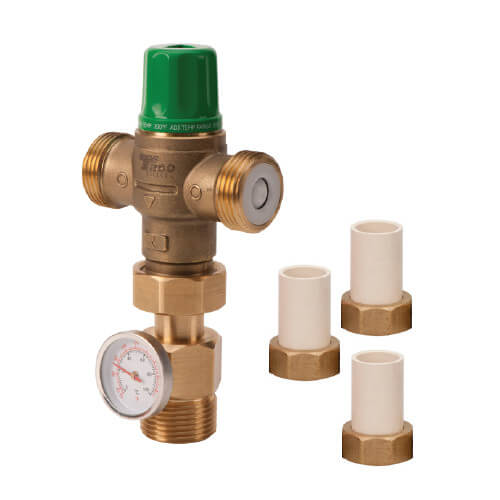 Main product image of 1/2" CPVC Union 5002 Heating Only Mixing Valve w/ Gauge