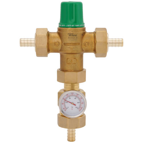 Main product image of 1/2" PEX Union 5002 Heating Only Mixing Valve w/ Gauge