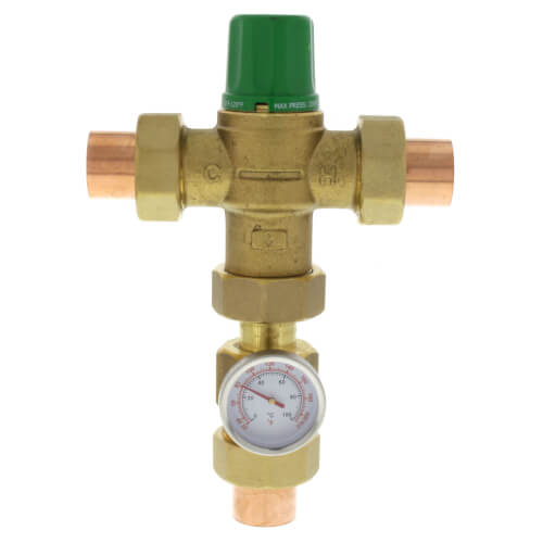 Main product image of 3/4" Sweat Union 5003 Mixing Valve w/ Gauge (Low Lead)