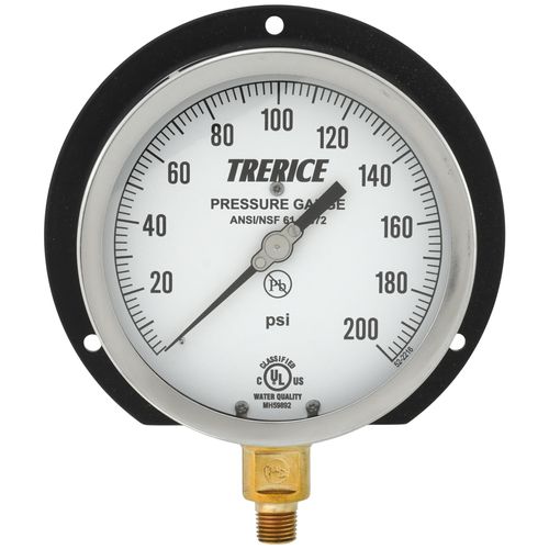 Main product image of 500XB, 4-1/2" Pressure Gauge with Lower Mount (0-200 PSI)