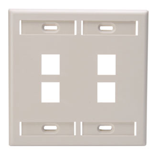 Main product image of Dual-Gang Quickport, Wallplate w/ ID Windows, 4-port (Light Almond)