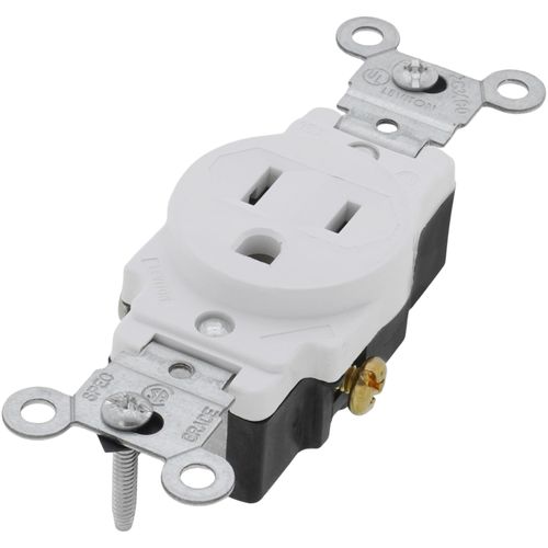 Main product image of Commercial-Grade Single Receptacle, NEMA 5-15R - White (15A, 125V, 2P)
