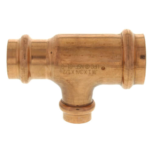 1-1/2" x 1" x 3/4" Press Copper Tee