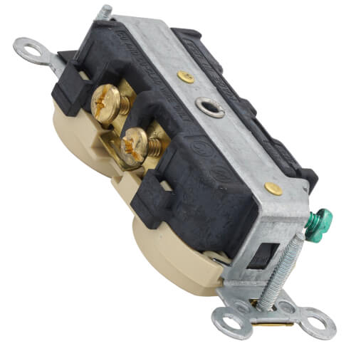 Main product image of Commercial Grade Duplex Self-Grounding Receptacle, Side Wire, 15A, NEMA 6-15R - Ivory (250V)