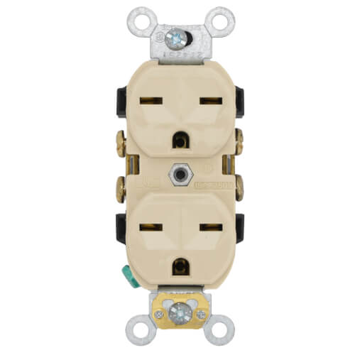 Main product image of Commercial Grade Duplex Self-Grounding Receptacle, Side Wire, 15A, NEMA 6-15R - Ivory (250V)
