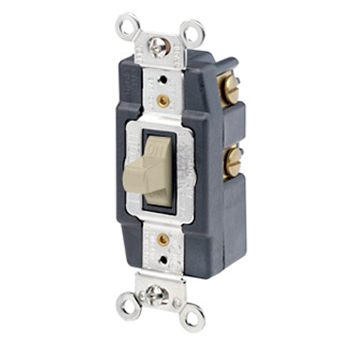 Main product image of 15A, 120/277v, Toggle 2-throw Ctr-off Maintained Contact 1-pole AC Quiet Switch (Ivory)