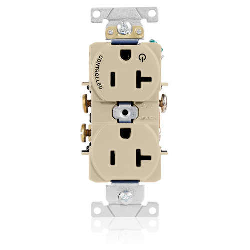 Main product image of Duplex Receptacle, Heavy-Duty Industrial, Split-Circuit, 20A 125V NEMA 5-20R, 2P 3W (Ivory)