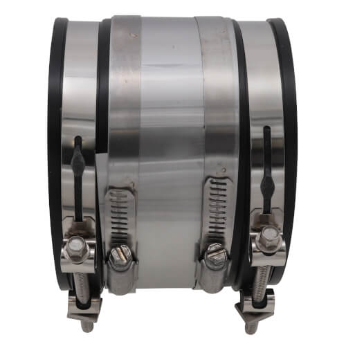 Main product image of 4" x 4" Flexible Strong Back PVC Shielded Coupling (Connects Cast Iron, PVC, Copper, Steel or Lead)