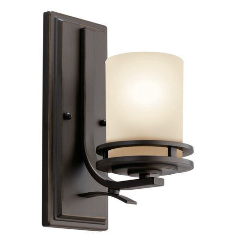 Main product image of Hendrik 12" 1 Light Wall Sconce w/ Light Umber Etched Glass (Olde Bronze)