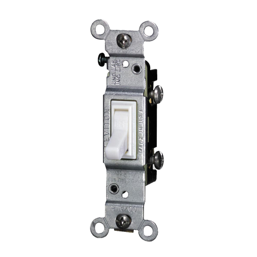 Main product image of 15A Single-pole Toggle Co/alr Switch, Grounding (White)