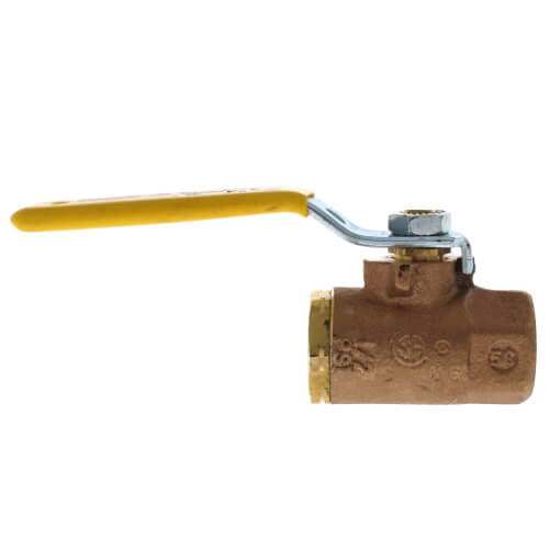 Main product image of 1/2" FNPT Bronze 2-Piece Full Port Gas Shutoff Ball Valve w/ Tee Handle & 1/8" Side Tap