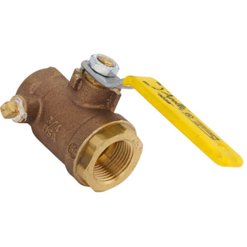 Main product image of 3/4" FNPT Bronze 2-Piece Full Port Gas Shutoff Ball Valve w/ Tee Handle & Dual Tap