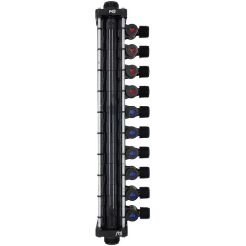 Main product image of 1/2", 10 Port Zero Lead PolyAlloy PEX Crimp Dual Temperature MiniBloc (4 hot, 6 cold)