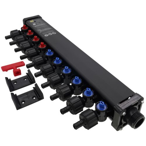 Main product image of 1/2", 10 Port Zero Lead PolyAlloy PEX Crimp Dual Temperature MiniBloc (4 hot, 6 cold)