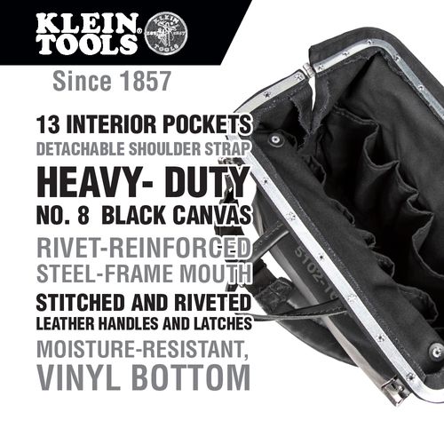 Main product image of 16" Black Canvas Deluxe Tool Bag, 13 Pockets