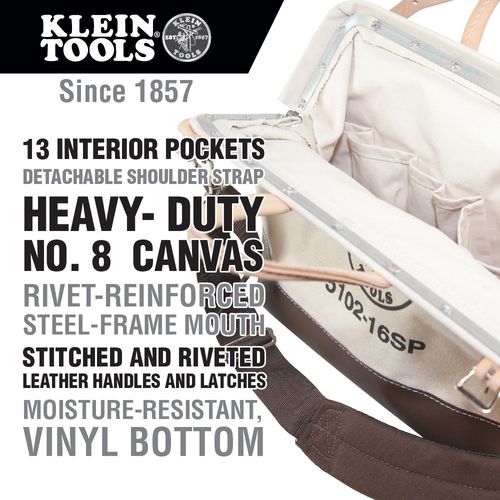 Main product image of 16" Canvas Deluxe Tool Bag, 13 Pockets