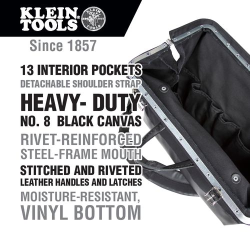 Main product image of 18" Black Canvas Deluxe Tool Bag, 13 Pockets