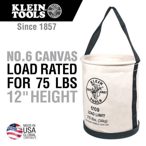 Main product image of 12" Canvas Bucket with Wide-Opening, Straight-Wall, and Molded Bottom
