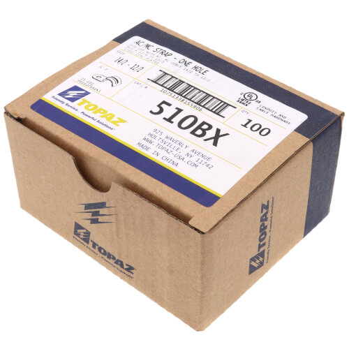 14/2-10/3 One Hole Steel BX Strap- Box of 100 (Zinc Plated)