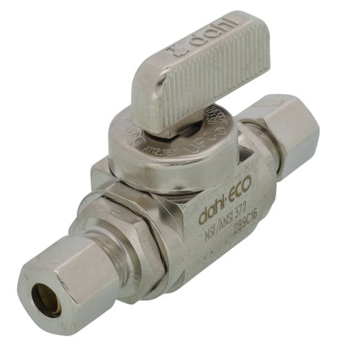 Main product image of 1/8" Nom Comp (1/4" OD)  x 1/4" OD Comp Straight In-Line Stop & Isolation Valve, Lead Free (Chrome Plated)