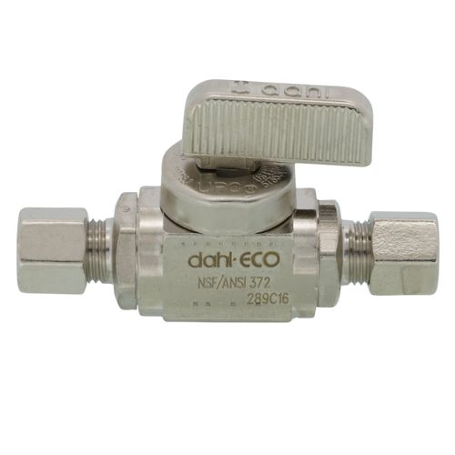 Main product image of 1/8" Nom Comp (1/4" OD)  x 1/4" OD Comp Straight In-Line Stop & Isolation Valve, Lead Free (Chrome Plated)