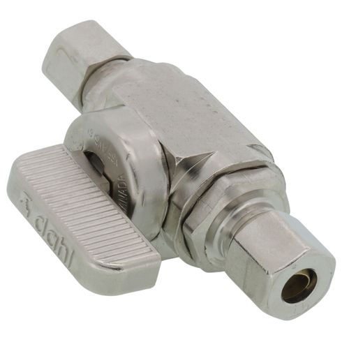 Main product image of 1/8" Nom Comp (1/4" OD)  x 1/4" OD Comp Straight In-Line Stop & Isolation Valve, Lead Free (Chrome Plated)