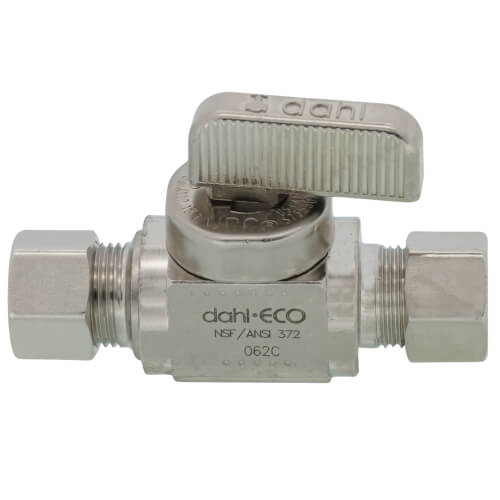 Main product image of 1/4" Nom Comp (3/8" OD) x 3/8" OD Comp Straight In-Line Stop & Isolation Valve, Lead Free (Chrome Plated)