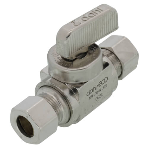 Main product image of 1/4" Nom Comp (3/8" OD) x 3/8" OD Comp Straight In-Line Stop & Isolation Valve, Lead Free (Chrome Plated)