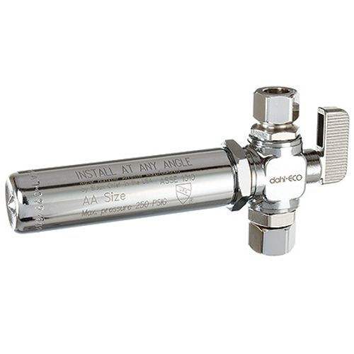 Main product image of 3/8" OD Female Comp x 3/8" OD Comp Straight Stop Valve w/ Water Hammer Arrester, Lead Free (Chrome Plated)