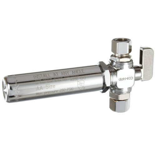 Main product image of Water Hammer Arrester w/ 3/8" OD Comp x 3/8" OD Comp Straight Valve, Lead Free (Chrome Plated)