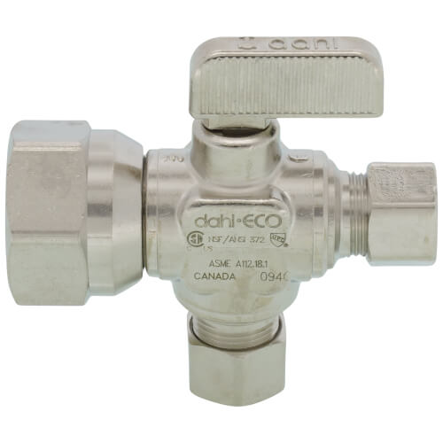 Main product image of 1/2" FIP x 3/8" x 3/8" OD Compression Straight Stop Valve, Lead Free (Chrome Plated)