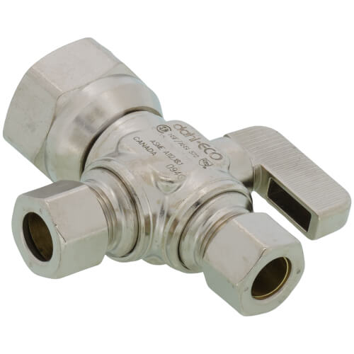Main product image of 1/2" FIP x 3/8" x 3/8" OD Compression Straight Stop Valve, Lead Free (Chrome Plated)