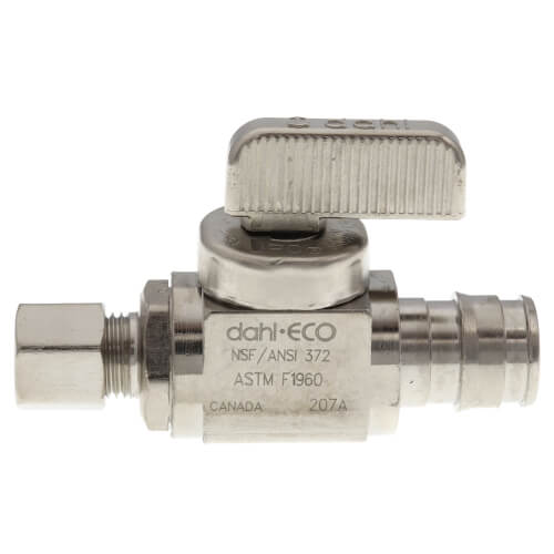 Main product image of 1/2" Pex Compression (5/8" OD)  x 3/8" OD Compression Straight Stop Valve, Lead Free (Chrome Plated Brass)