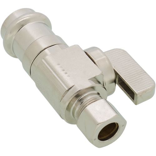Main product image of 1/2" Female Press x 3/8" OD Comp Straight Supply Stop, Lead Free (Chrome Plated Brass)