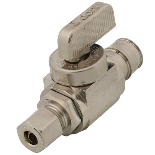 Main product image of 1/2" Expansion PEX x 1/4 OD Comp Straight Stop Valve, Lead Free (Chrome Plated)