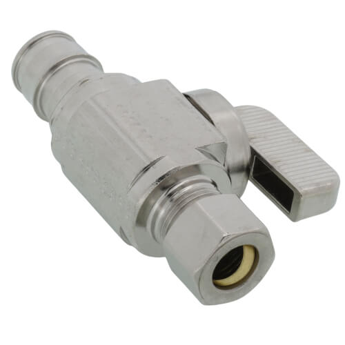 Main product image of 1/2" Expansion PEX x 3/8" OD Comp Straight Supply Stop Valve, Lead Free (Chrome Plated)