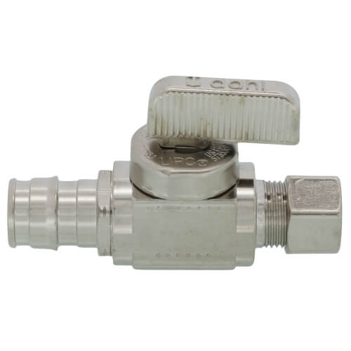 Main product image of 1/2" Expansion PEX x 3/8" OD Comp Straight Supply Stop Valve, Lead Free (Chrome Plated)
