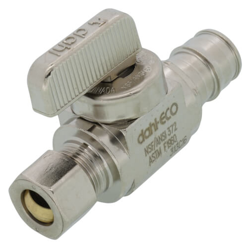 Main product image of 1/2" Expansion PEX x 3/8" OD Comp Straight Supply Stop Valve, Lead Free (Chrome Plated)